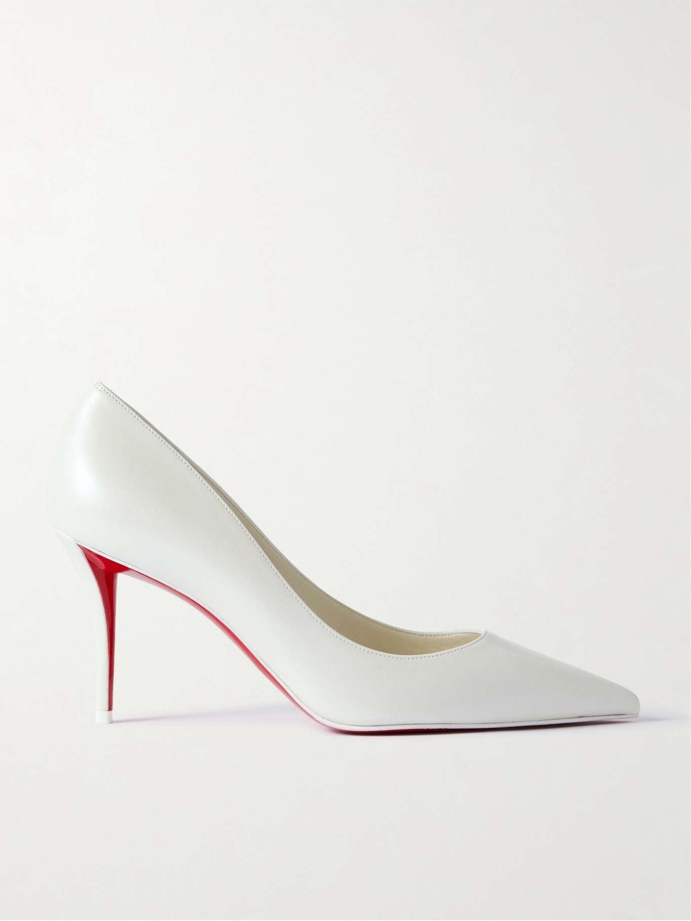 Christian Louboutin White Pointed-Toe Pumps with Red Heel - Picture 4 of 14